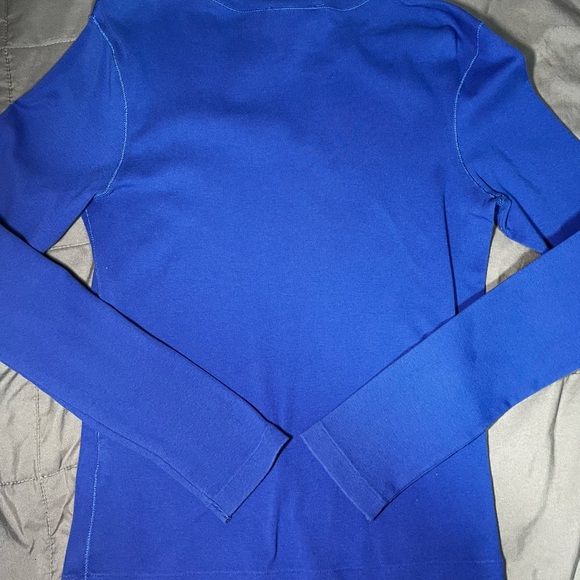 Ralph Lauren Sport Womens Large Blue Long Sleeve Crewneck Shirt Pony Logo Cotton - Picture 4 of 6